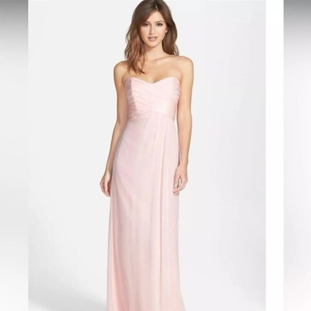 NWT Amsale‎ Bridesmaid Dress G629C Blush Pink 100% Silk Gown Bridal Size 8